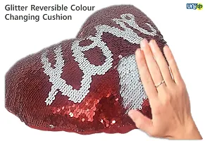 UNIq Glitter Decorative Pillows Red Heart Shaped Mermaid Sequins Pillow Sofa Cushion Pillow Reversible Color Changing Cushions Home D?cor-thumb1
