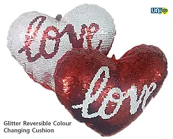 UNIq Glitter Decorative Pillows Red Heart Shaped Mermaid Sequins Pillow Sofa Cushion Pillow Reversible Color Changing Cushions Home D?cor-thumb2