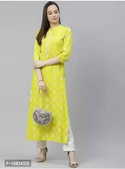 Women Printed Viscose Rayon Straight Kurta-thumb0