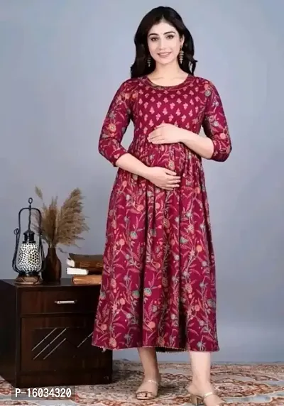 Women Printed Viscose Rayon Gown Kurta-thumb0