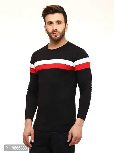 RiseMax Striped Cotton Blend M29 Full Sleeve Round Neck Regular Fit T-Shirt for Men-thumb2