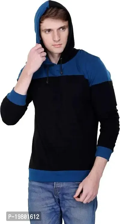 RiseMax Colourblocked Cotton Blend M26 Full Sleeve Hoodie Regular Fit T-Shirt for Men