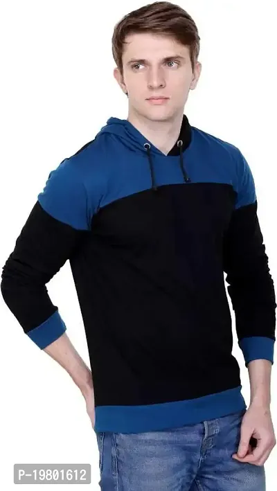 RiseMax Colourblocked Cotton Blend M26 Full Sleeve Hoodie Regular Fit T-Shirt for Men-thumb3