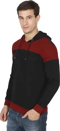 RiseMax Colourblocked Cotton Blend M26 Full Sleeve Hoodie Regular Fit T-Shirt for Men-thumb1