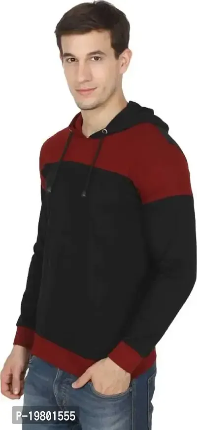 RiseMax Colourblocked Cotton Blend M26 Full Sleeve Hoodie Regular Fit T-Shirt for Men-thumb2
