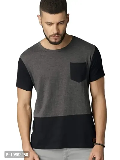 RiseMax Colourblocked Cotton Blend M31 Half Sleeve Round Neck Regular Fit T-Shirt for Men
