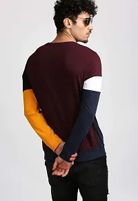 RiseMax Colourblocked Cotton Blend M39 Full Sleeve Round Neck Regular Fit T-Shirt for Men-thumb1