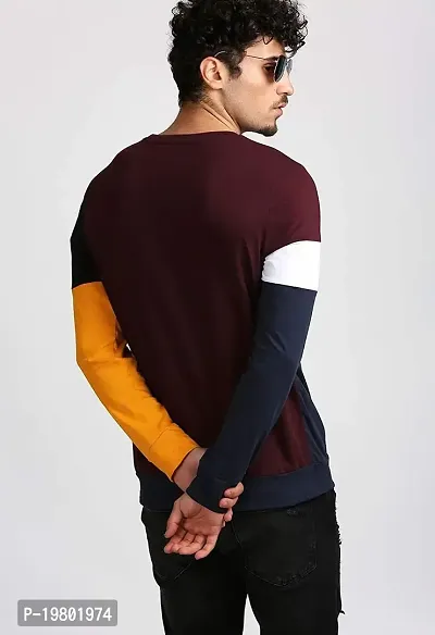 RiseMax Colourblocked Cotton Blend M39 Full Sleeve Round Neck Regular Fit T-Shirt for Men-thumb2