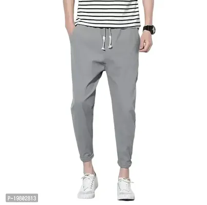 RiseMax Solid Color Regular Fit Sports Track Pants for Men (L, Grey)