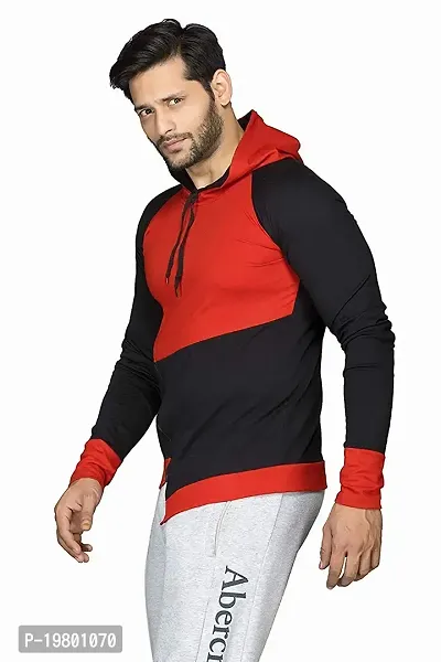 RiseMax Colourblocked Cotton Blend M30 Full Sleeve Hoodie Regular Fit T-Shirt for Men-thumb5