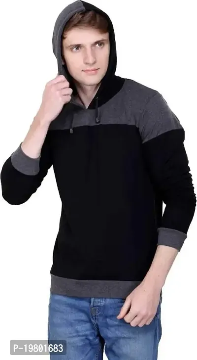 RiseMax Colourblocked Cotton Blend M26 Full Sleeve Hoodie Regular Fit T-Shirt for Men-thumb0