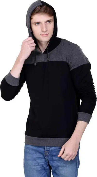 RiseMax Colourblocked Cotton Blend M26 Full Sleeve Hoodie Regular Fit T-Shirt for Men