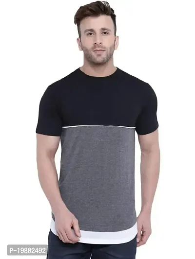 RiseMax Colourblocked Cotton Blend M32 Half Sleeve Round Neck Regular Fit T-Shirt for Men-thumb0