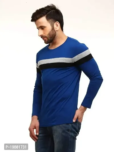 RiseMax Striped Cotton Blend M29 Full Sleeve Round Neck Regular Fit T-Shirt for Men-thumb2