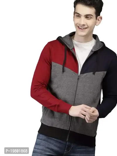 RiseMax Colourblocked Cotton Blend M45 Full Sleeve Hoodie Regular Fit T-Shirt for Men
