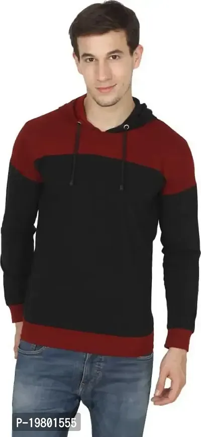 RiseMax Colourblocked Cotton Blend M26 Full Sleeve Hoodie Regular Fit T-Shirt for Men-thumb0
