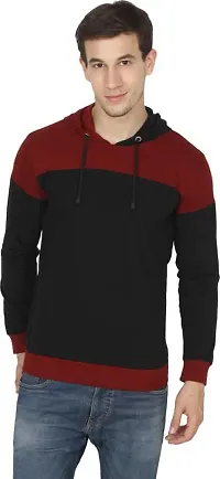RiseMax Colourblocked Cotton Blend M26 Full Sleeve Hoodie Regular Fit T-Shirt for Men