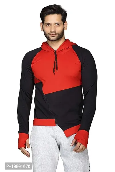 RiseMax Colourblocked Cotton Blend M30 Full Sleeve Hoodie Regular Fit T-Shirt for Men-thumb2