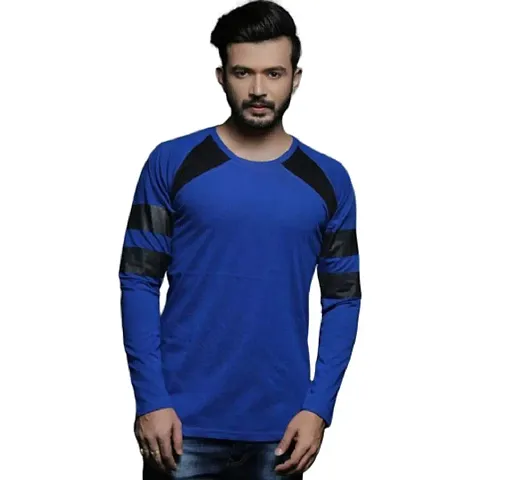 RiseMax Colourblocked Cotton Blend M23 Full Sleeve Round Neck Regular Fit T-Shirt for Men