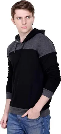 RiseMax Colourblocked Cotton Blend M26 Full Sleeve Hoodie Regular Fit T-Shirt for Men-thumb1