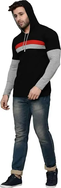 RiseMax Striped Cotton Blend M27 Full Sleeve Hoodie Regular Fit T-Shirts for Men-thumb4