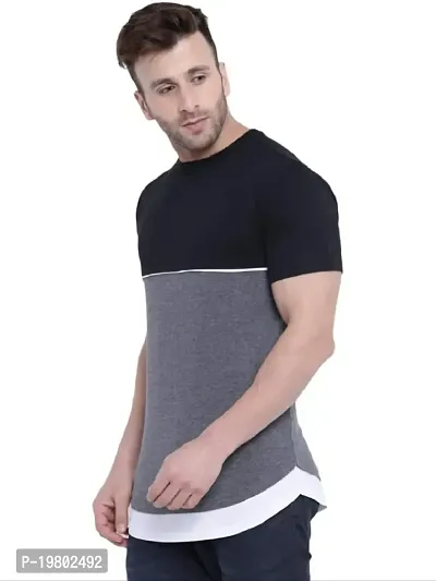 RiseMax Colourblocked Cotton Blend M32 Half Sleeve Round Neck Regular Fit T-Shirt for Men-thumb2