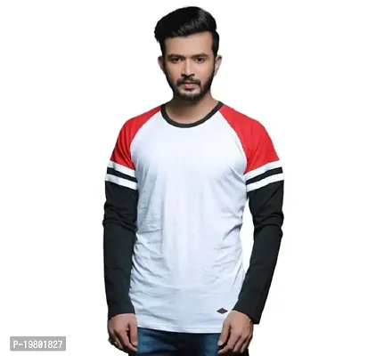 RiseMax Colourblocked Cotton Blend M35 Full Sleeve Round Neck Regular Fit T-Shirt for Men-thumb0