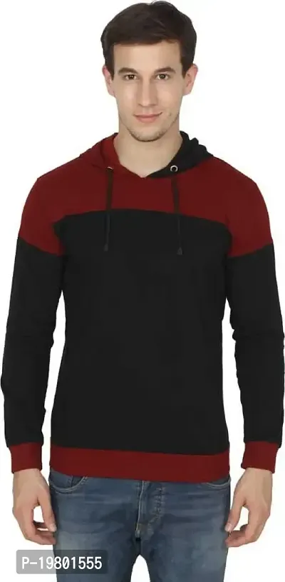RiseMax Colourblocked Cotton Blend M26 Full Sleeve Hoodie Regular Fit T-Shirt for Men-thumb4