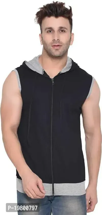 RiseMax Cotton Blend Cut Sleeve Round Neck Regular Fit T-Shirt for Men