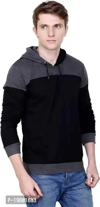 RiseMax Colourblocked Cotton Blend M26 Full Sleeve Hoodie Regular Fit T-Shirt for Men-thumb3