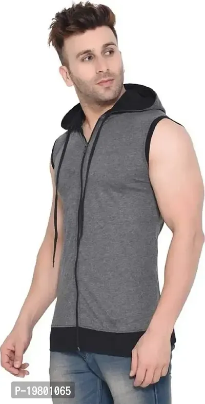 RiseMax Cotton Blend Cut Sleeve Round Neck Regular Fit T-Shirt for Men-thumb2