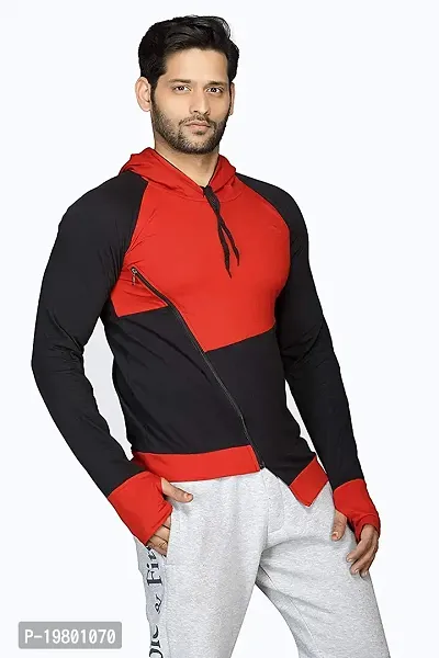RiseMax Colourblocked Cotton Blend M30 Full Sleeve Hoodie Regular Fit T-Shirt for Men-thumb3