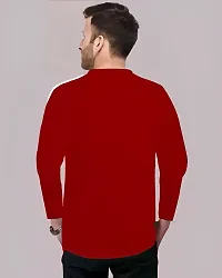 Reliable Red Cotton Blend Striped Round Neck Tees For Men-thumb1