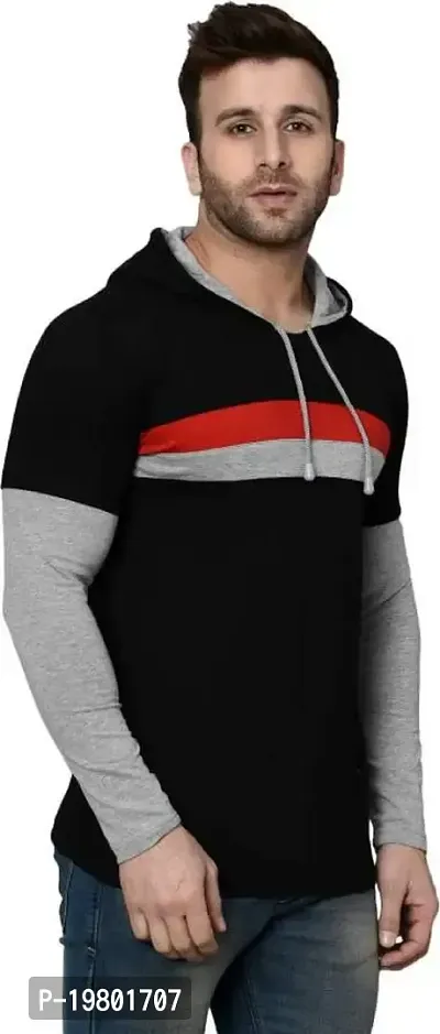 RiseMax Striped Cotton Blend M27 Full Sleeve Hoodie Regular Fit T-Shirts for Men-thumb3