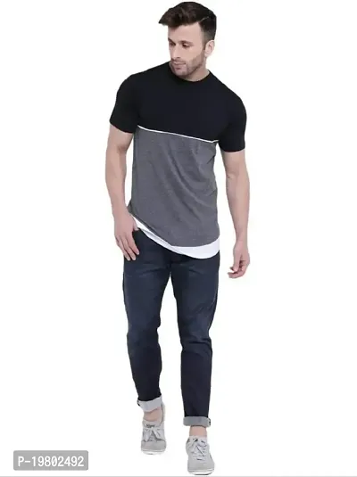 RiseMax Colourblocked Cotton Blend M32 Half Sleeve Round Neck Regular Fit T-Shirt for Men-thumb5