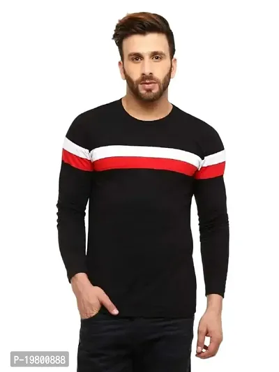 RiseMax Striped Cotton Blend M29 Full Sleeve Round Neck Regular Fit T-Shirt for Men