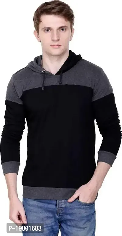 RiseMax Colourblocked Cotton Blend M26 Full Sleeve Hoodie Regular Fit T-Shirt for Men-thumb5