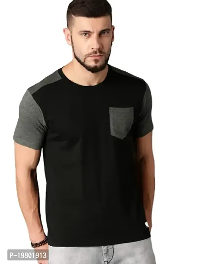 RiseMax Colourblocked Cotton Blend M22 Half Sleeve Round Neck Regular Fit T-Shirt for Men