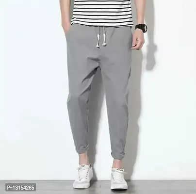 RiseMax Solid Grey Color Ankle Length Regular Track Pants For Men-thumb0