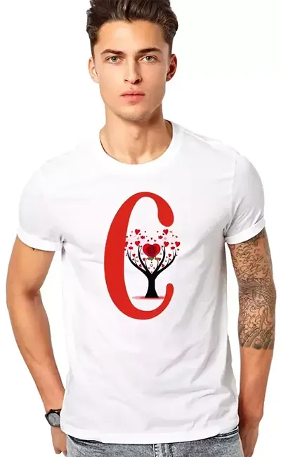 Polyester White Printed Round Neck Tees for Men