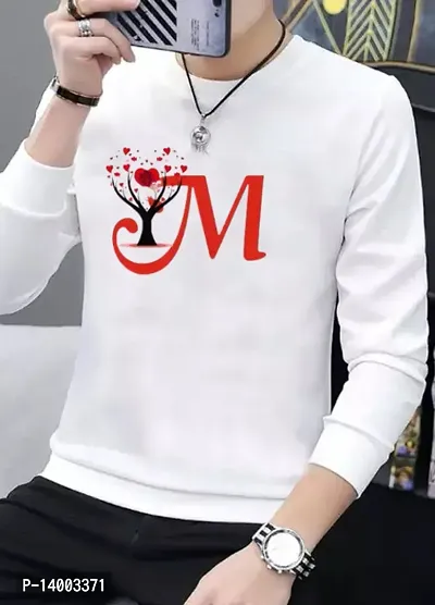 RiseMax Printed White Color Full Sleeves Round Neck T-Shirts For Men