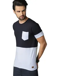 RiseMax Colorblocked Multicolor Round Neck Half Sleeve Regular Fit With Pocket T-Shirts For Men-thumb2
