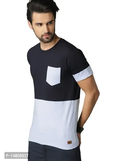 RiseMax Colorblocked Multicolor Round Neck Half Sleeve Regular Fit With Pocket T-Shirts For Men-thumb3