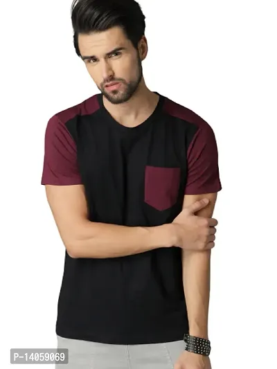 RiseMax Colorblocked Multicolor Round Neck Half Sleeve Regular Fit With Pocket T-Shirts For Men