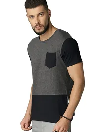 RiseMax Colorblocked Multicolor Round Neck Half Sleeve Regular Fit T-Shirts For Men-thumb2
