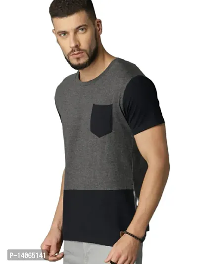 RiseMax Colorblocked Multicolor Round Neck Half Sleeve Regular Fit T-Shirts For Men-thumb3