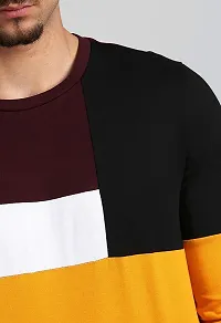 Colorblocked Multicolor Round Neck Full Sleeve Regular Fit T-Shirts For Men-thumb1