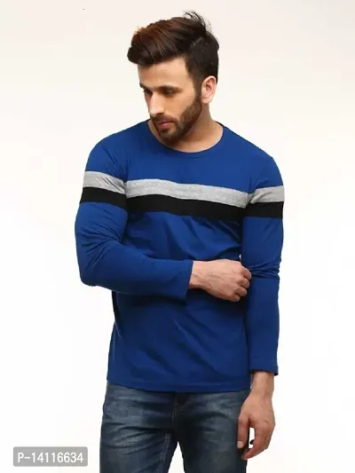 RiseMax Striped Multicolor Full Sleeve Round Neck Regular Fit T-Shirts For Men-thumb0