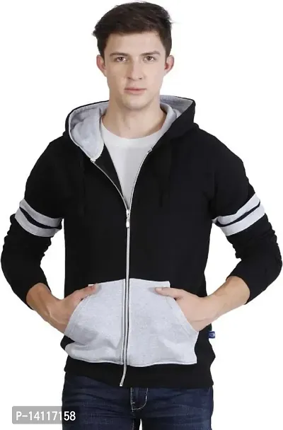 RiseMax Colorblocked Multicolor Hoodie Full Sleeve With Zip Regular Fit T-Shirts For Men