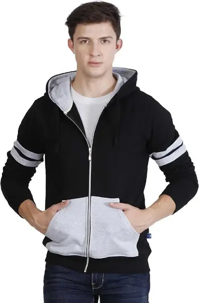 RiseMax Colorblocked Hoodie Full Sleeve With Zip Regular Fit T-Shirts For Men